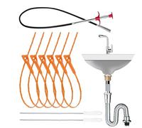 ETUCYNG Drain Cleaner Tool, Flexible Against Hair Blockages - Set of 9 Reusable Cleaning Accessories Pipe Protection for Waste Water Bathtub Kitchen School Dorm