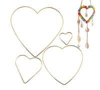 ETUCYNG Macrame Rings | 4 Pieces Five-Pointed Star Pendant | Christmas Dream Catcher Gold Moon Heart Macrame Ring - For Holidays Party Art Project Garland School Activity Adults Children