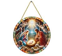 ETUCYNG Nativity of Jesus Scene Sign, Nativity Window Decorations | Acrylic Jesus and Virgin Mary Window Decor,Religious Christmas Tree Decor,Christmas Tree Decor