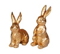 ETUCYNG Rabbit Figurines - Retro Gold Resin Easter Figurines | 2 Pieces Table Ornaments Animals Miniature | for Shelf Office Store Living Room Bedroom Porch Corridor Garden Party