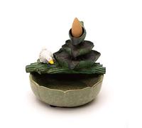 ETUELNOPT Ceramic Incense Burner， Ceramic Backflow Incense Burner Lotus Leaf Animal Handmade Yoga Meditation 10.5x11x9cm