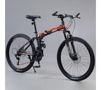 ETUELNOPT Folding City Bicycle， 26 Inch Folding Mountain Bike Carbon Steel Frame Adult Unisex 21-30 Speed(D,21speed)