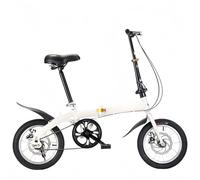 ETUELNOPT Folding City Bicycle， Adult Folding Mountain Bike Carbon Steel Black White Single Variable Speed Adjustable Seat(White,Single speed)