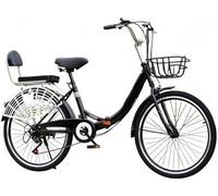 ETUELNOPT Folding City Bicycle， Carbon Steel Foldable Bike Multicolor 20-26 inch(Black,26)