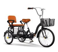 ETUELNOPT Folding City Bicycle， Folding Adult Tricycle Tandem Dual Brakes 16 inch Multicolor(Black)