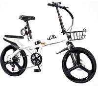 ETUELNOPT Folding City Bicycle， Folding Bike 7 Speed Disc Brake Carbon Steel Multicolor 16-22 Inches(A,22in)