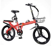 ETUELNOPT Folding City Bicycle， Folding Bike 7 Speed Disc Brake Carbon Steel Multicolor 16-22 Inches(C,20in)