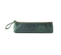 ETUELNOPT Leather Pencil Case Pouch, Leather Zipper Pencil Case Multicolor 200x50mm for Students s Artists(Green)