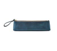 ETUELNOPT Leather Pencil Case Pouch, Small Leather Zipper Pencil Pouch for Students Artists s Multicolor 200x50mm(Blue)