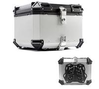 ETUELNOPT Motorcycle panniers， Motorcycle Box Aluminum Trunk Luggage with Handle Multicolor Multiple Sizes(Silver,55L)