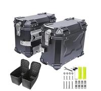 ETUELNOPT Motorcycle panniers， Motorcycle Side Box 2 Pcs 38L PU Leather Lin. Aluminum Alloy Storage Trunk