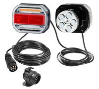ETUKER 12V 24V Universal LED Trailer Lights Magnetic,Trailer Lighting Set Waterproof Rear Tail Lights Trailer Lights Set With 7.5 m Cable 7Pin Trailer Plug and 7-13 adapter,5 Functions