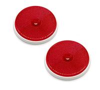 ETUKER 2 Pack Rear Reflector, Round Rear Reflectors Screw on Safety Reflective, Post Reflectors, Reflectors For Gate Posts for Caravan/Truck/Trailer/Boat/Motorcycle Fence Gate Posts(Red)