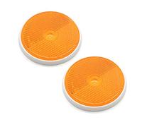 ETUKER 2 Pack Rear Reflector, Round Rear Reflectors Screw on Safety Reflective, Post Reflectors, Reflectors For Gate Posts for Caravan/Truck/Trailer/Boat/Motorcycle Fence Gate Posts(Amber)