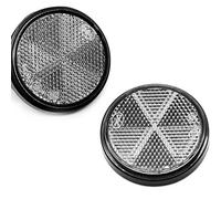 ETUKER 2 Pack Self Adhesive Reflectors Round, Stick-on Reflectors Safety, Reflectors Safety Reflective Post Reflectors, for Caravan/Trailer/Boat/Motorcycle Fence Gate Posts(White)