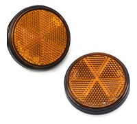 ETUKER 2 Pack Self Adhesive Reflectors Round, Stick-on Reflectors Safety, Reflectors Safety Reflective Post Reflectors, for Caravan/Trailer/Boat/Motorcycle Fence Gate Posts(Amber)