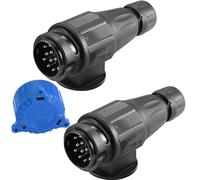 ETUKER 2pieces 13 Pin Trailer Plug Male, 12V 13 Pin Towing Plug for Trailer Waterproof Trailer Electrical Connector Wiring Plug
