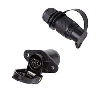 ETUKER 3 Pin Trailer Plug and Socket, 12V Waterproof Connectors for Caravan/Truck/Boat/RV/Cars/Tractor/Trailer Accessories (2 Mount Point)