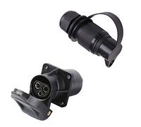 ETUKER 3 Pin Trailer Plug and Trailer Socket, 12V 3 Pinwaterproof Trailer Plug and Socket Connectors for Caravan/Truck/Boat/RV/Cars/Tractor/Trailer Accessories (4 mount point)