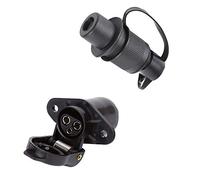 ETUKER 3 Pin Trailer Plug and Trailer Socket, 12V 3 Pinwaterproof Trailer Plug and Socket Connectors for Caravan/Truck/Boat/RV/Cars/Tractor/Trailer Accessories (2 mount point)