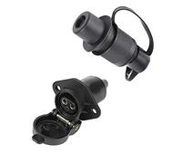 ETUKER 3 Pin Trailer Plug and Trailer Socket, 12V 3 Pinwaterproof Trailer Plug and Socket Connectors for Caravan/Truck/Boat/RV/Cars/Tractor/Trailer Accessories (2 mount point)