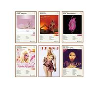 ETULLE Nicki Rapper Minaj Poster Album Cover Posters for Room Aesthetic HD Bedroom Music Decor Art Set of 6, 8in x 12in, Unframed