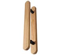 ETULLE Solid Wood Glass Door Handle,Sauna Room Rustic Double Sided Sliding Door Handle,Indoor Outdoor Push Door Handle Set (Color :Natural,Size :40cm (16"))