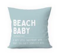 ETVISO Beach Nursery Decor, Beach Baby Blue Pillow Cover 18x18, Beach Inspirational Quote Ocean Coastal Throw Pillow Case, Motivational Kids Room Nursery Decoration