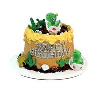 Etwgbaby 1 Pack Resin Dinosaur Cake Toppers Green New Born Dinosaur Cake Decoration Gender Reveal Dinosaur Cupcake Picks for Jungle Safari Dino Theme Baby Shower Kids Birthday Party Supplies