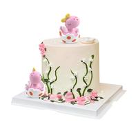 Etwgbaby 1 Pack Resin Dinosaur Cake Toppers Pink New Born Dinosaur Cake Decoration Gender Reveal Dinosaur Cupcake Picks for Jungle Safari Dino Theme Baby Shower Kids Birthday Party Supplies