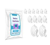 ETwinCoo All-Purpose Suction Cups Hooks [Combo Set] Reliable Strongest Window Suction Cups with Hooks (2 Large/2.36 Inches, 4 Medium/1.77 Inches, 6 Small/1.18 Inches), 12 Pack