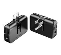 ETwinCoo Black 2-Prong to 3-Prong Adapter, Swivel Polarized Grounding Converter with Flat Wall Plug, Fireproof 3-Outlet for Household Use (2 Pack)