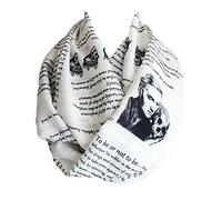 Etwoa Shakespeare Hamlet Book Infinity Scarf Circle Loop Scarf, White, Large