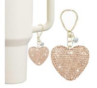 Etyishe Compatible with Stanley Cup Accessories,Champagne Glitter Heart Charm for Stanley Cup with Handle,Bling Cute Keychain for Water Bottles Stanley 40&30 Oz Tumbler for Girls Women(Champagne)