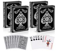 Etyishe Playing Cards 4 Pack, Plastic Playing Cards Waterproof, 4 Deck of Cards Bulk, Jumbo Index Large Print Cards for Adults Seniors, Premium Professional Poker Card Set for Card Games (Silver)
