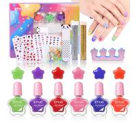 ETYJO Childrens Nail Varnish - Peel Off Non Toxic Nail Polish for Kids, 6 Color Rainbow Quick Dry Nail Polish, Water-Based Toddler Nail Varnish Kids Party Favors for Toddlers Makeup