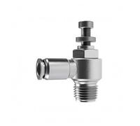 Etyldya Control Valve Including Adjustable Pneumatic Throttle Threaded Connector Stainless Steel Design Nitrile Rubber O-Seal, SL6-01, 6mm Tube, 1/8 Thread