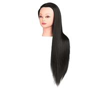Etyldya Practice Head for Hairstyling, Long-haired Mannequin Head for Braiding in The Salon, Black with Makeup