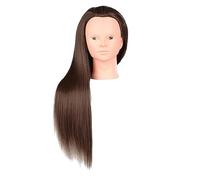 Etyldya Practice Head for Hairstyling, Long-haired Mannequin Head for Braiding in The Salon, Brown without Makeup