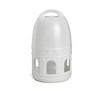 Etyldya Watering Device Chicken Waterer Bird Drinker Fowl Dispenser Housing With Weight Operated Access Ports suitable for backyard pens small scale farming coops lofts, White, 5L