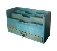 Etyldya Wooden Desk Mail Stand, File and Letter Rack, Space-Saving, Versatile Wooden Storage Shelf, File Sorting Box for The, Green