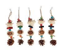 ETYUDPABV 5PCS Parrot Chewing String Toy, Bird Bite Resistant Cage Toy, Natural Wood and Loofah Chew Toy with Lanyard for Small Medium Parrots to Relieve Boredom and Anxiety (Loofah Model)