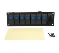 ETYUDPABV 7 Gang Rocker Switch Panel, Marine Toggle Switch Panel with Dual USB, Blue Backlit IP66 Rated for Cars, RVs, Boats, ATVs, UTVs, Ships and Yachts