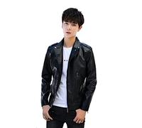 ETZRYSYB Mens Jacket Men's Leather Jackets Autumn Winter Wild Youth Blazer Handsome Man Slim Zipper Streetwear Leather Coats(Schwarz,Asian 4XL 80-90Kg)