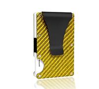 ETZRYSYB Purses for Women Carbon Fiber Card Holder Mini Slim Wallet Men Aluminum Metal Magic Wallet Small Thin Male Purses Money Bag Vallet(Yellow)