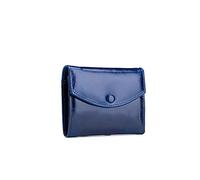 ETZRYSYB Purses for Women Women Leather Three-Fold Wallets Design Coin Purse Oil Wax Leather Ladies Zipper Purse(Blue)