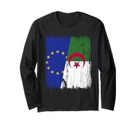 EU Algeria Half Flag European Algerian Heritage Long Sleeve T-Shirt