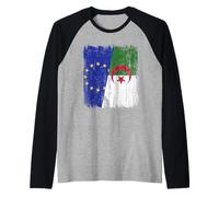 EU Algeria Half Flag European Algerian Heritage Raglan Baseball Tee