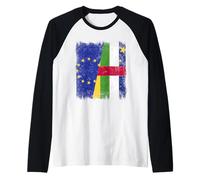 EU Central African Republic Half Flag Europe CAR Roots Raglan Baseball Tee