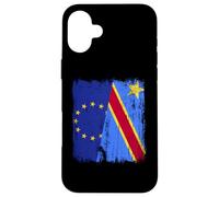 EU Congo Half Flag European Union Congolese Pride Jersey Case for iPhone 16 Plus
